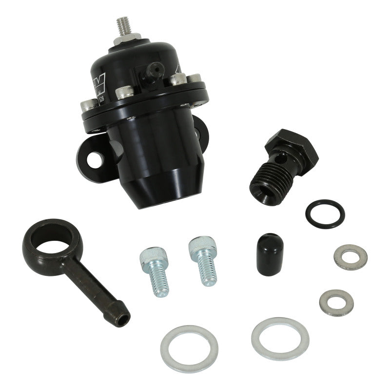 AEM 86-93 Acura / 95-98 TL / 88-91 Civic/CRX / 92-01 Prelude Black Adjustable Fuel Pressure Regulato — Photo - out of package