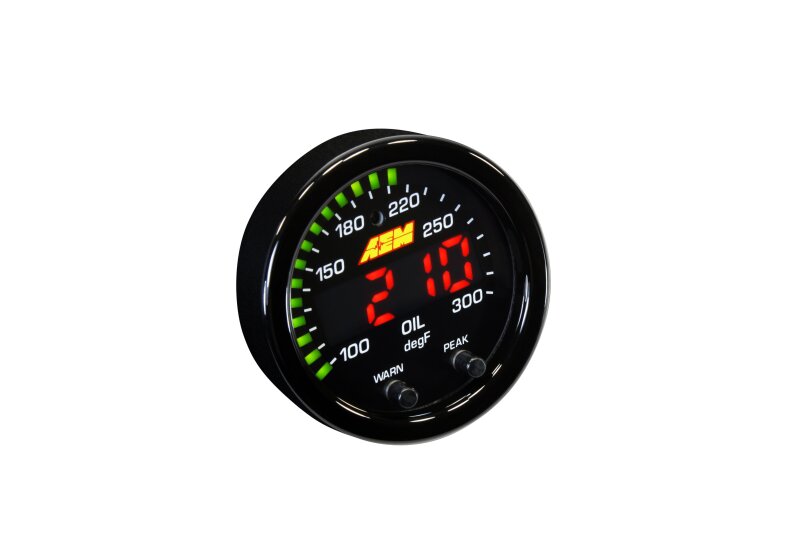 AEM X-Series Temperature 100-300F Gauge Kit (ONLY Black Bezel and Water Temp. Faceplate) — Photo - Primary