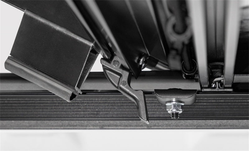 Access LOMAX Tri-Fold Cover 16-20 Toyota Tacoma 6in Box Split Rail - Black Urethane — Photo - Mounted
