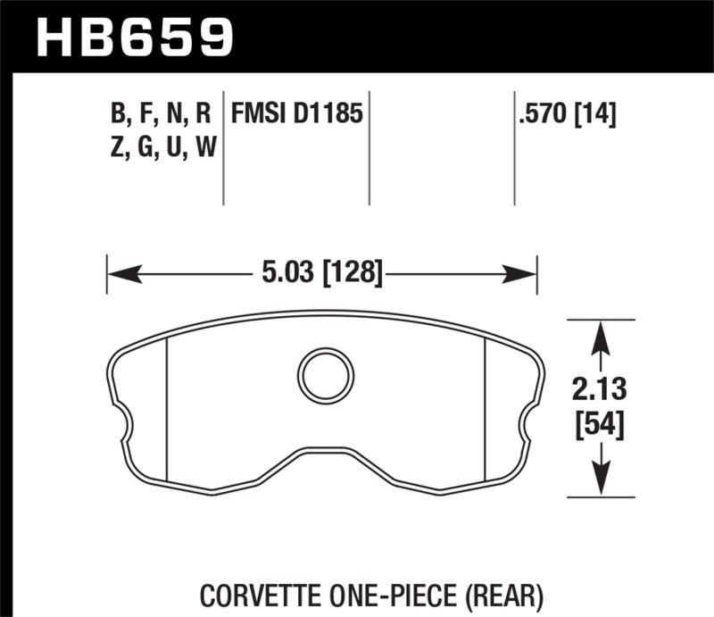 Hawk 06-13 Chevrolet Corvette Z06 DTC-30 Race Rear Brake Pads (One Piece)