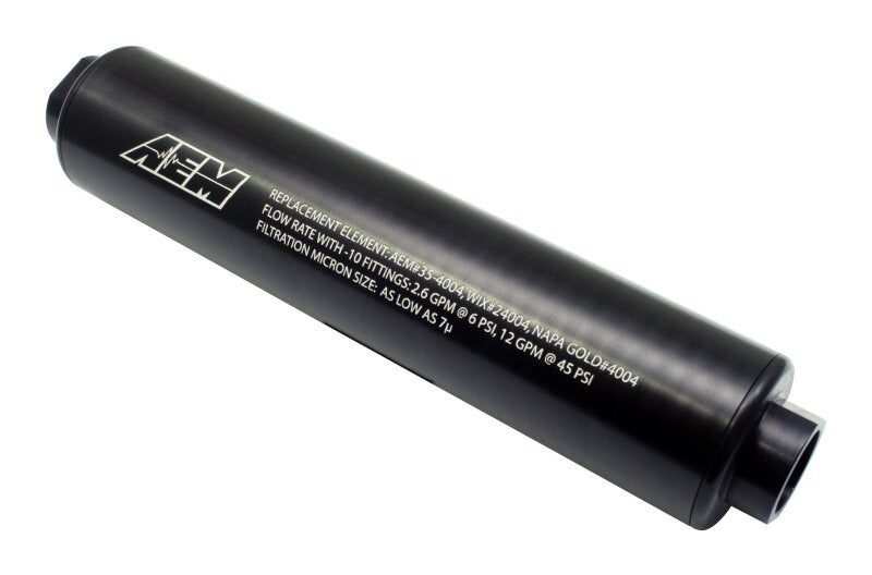 AEM Universal High Flow -10 AN Inline Black Fuel Filter — Photo - Primary