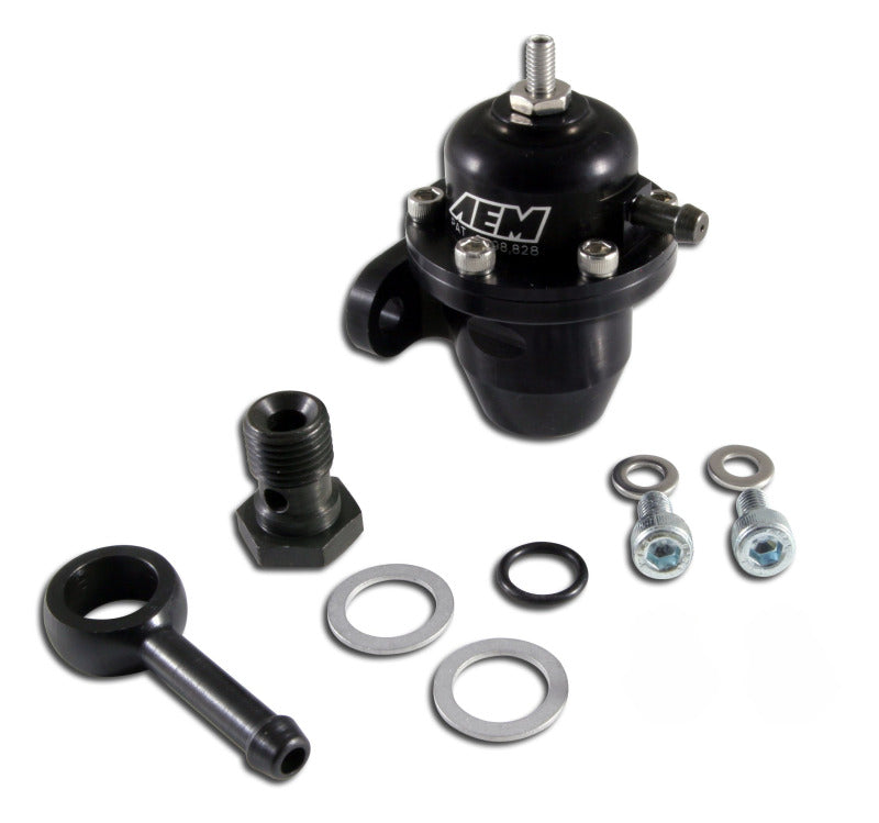 AEM 86-93 Acura / 95-98 TL / 88-91 Civic/CRX / 92-01 Prelude Black Adjustable Fuel Pressure Regulato — Photo - Primary