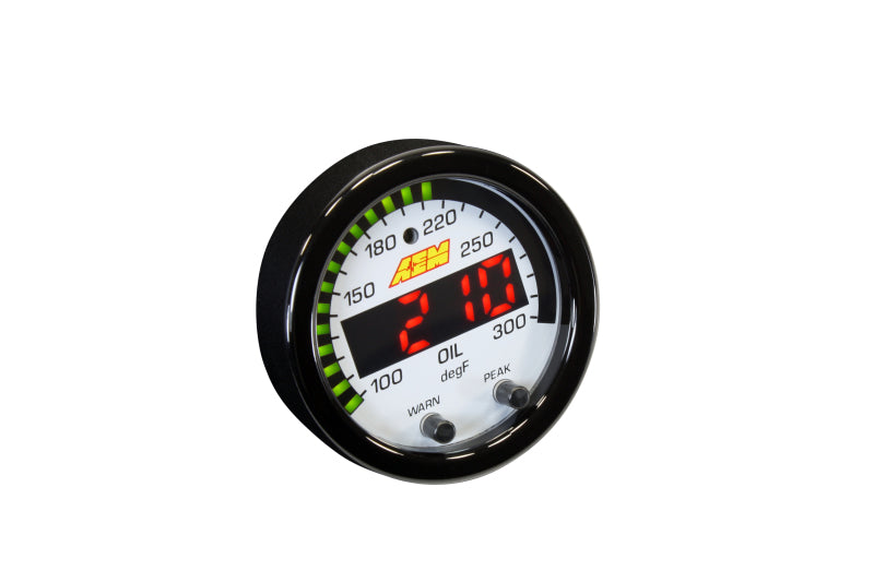 AEM X-Series Temperature 100-300F Gauge Kit (ONLY Black Bezel and Water Temp. Faceplate) — Photo - out of package