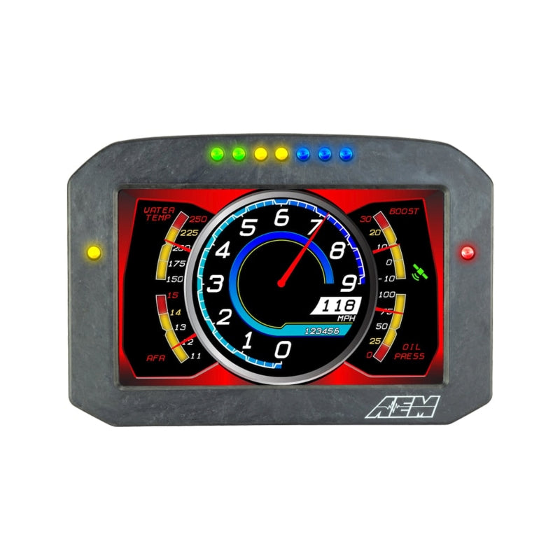 AEM CD-7LG Carbon Logging Flush Digital Dash Display w/ Internal 20Hz GPS & Antenna — Photo - out of package