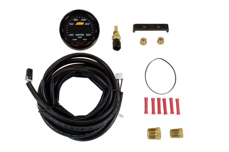 AEM X-Series Temperature 100-300F Gauge Kit (ONLY Black Bezel and Water Temp. Faceplate) — Photo - Primary