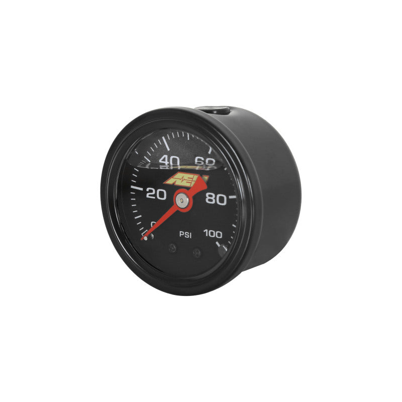 AEM 0-100 PSI Liquid Filled Mechanical Pressure Gauge - 1/8 NPT — Photo - out of package