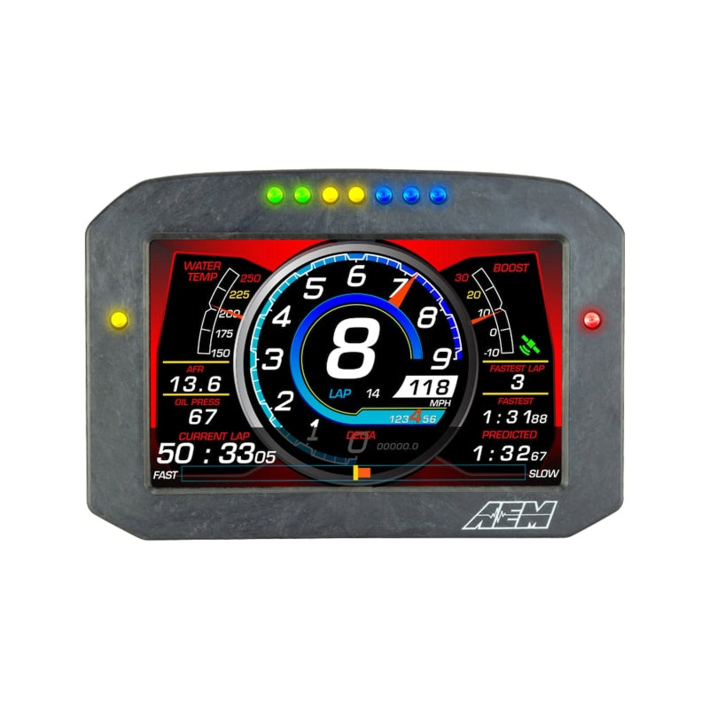 AEM CD-7LG Carbon Logging Flush Digital Dash Display w/ Internal 20Hz GPS & Antenna — Photo - out of package