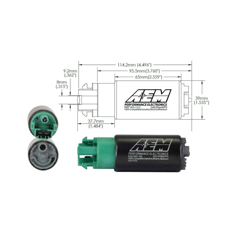 AEM 340LPH 65mm Fuel Pump Kit w/ Mounting Hooks - Ethanol Compatible — Photo - out of package