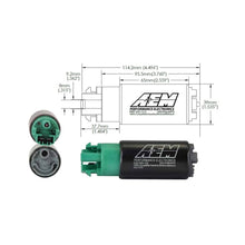 Load image into Gallery viewer, AEM 340LPH 65mm Fuel Pump Kit w/ Mounting Hooks - Ethanol Compatible — Photo - out of package