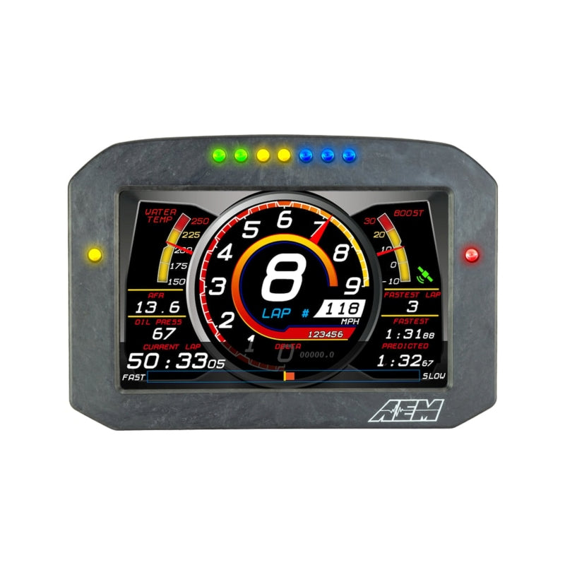 AEM CD-7G Carbon Flush Digital Dash Display w/ Internal 20Hz GPS & Antenna — Photo - out of package