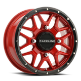 Raceline A94R Krank 14x7in / 4x156 BP / 38mm Offset / 132.5mm Bore - Red & Black Lip Wheel