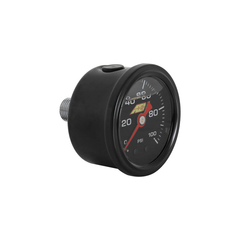 AEM 0-100 PSI Liquid Filled Mechanical Pressure Gauge - 1/8 NPT — Photo - out of package