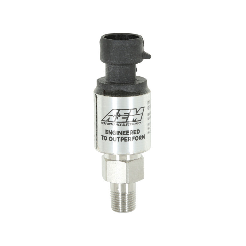 AEM 1000 PSIg Stainless Sensor Kit - 1/8in NPT Male Thread to -4 Adapter — Photo - out of package