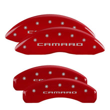 Load image into Gallery viewer, MGP 4 Caliper Covers Engraved Front &amp; Rear Gen 5/Camaro Red finish silver ch