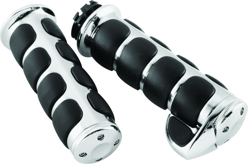 Kuryakyn Premium ISO Grips With Throttle Boss Dual Cable Chrome