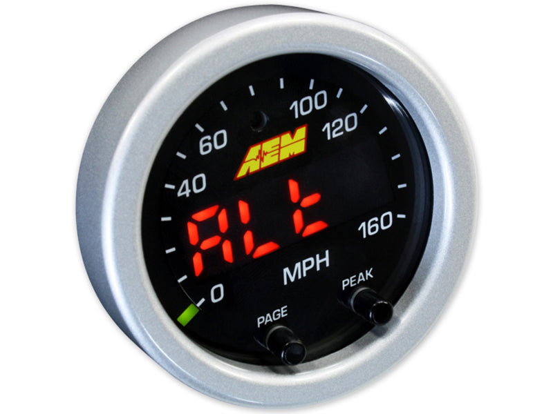 AEM X-Series 0-160 MPH Black Bezel w/ Black Face GPS Speedometer Gauge — Photo - out of package