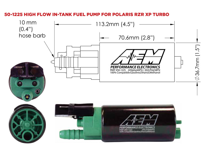 AEM 2016+ Polaris RZR Turbo Replacement High Flow In Tank Fuel Pump (Turbo Only) — Photo - out of package