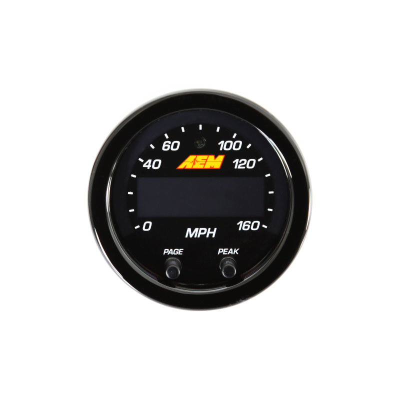 AEM X-Series 0-160 MPH Black Bezel w/ Black Face GPS Speedometer Gauge — Photo - Primary