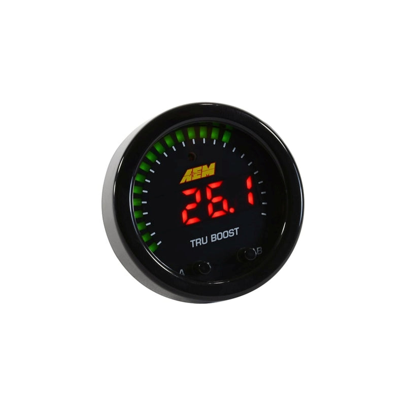 AEM X-Series Tru-Boost Controller Gauge w/ Boost Control Solenoid 80PSIg Internal MAP Sensor — Photo - out of package