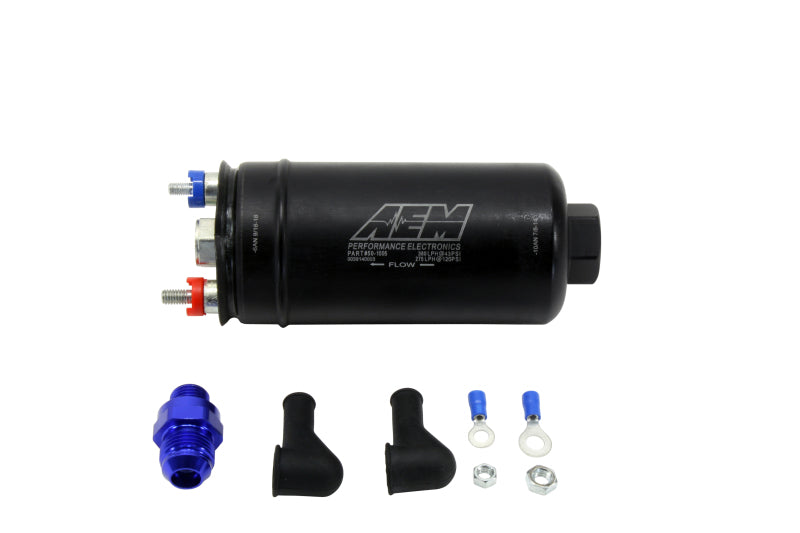AEM 400LPH High Pressure Fuel Pump -6AN Female Out, -10AN Female In — Photo - out of package