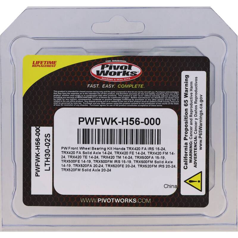 Pivot Works 15-23 Honda TRX420 FA IRS PW Front Wheel Bearing Kit