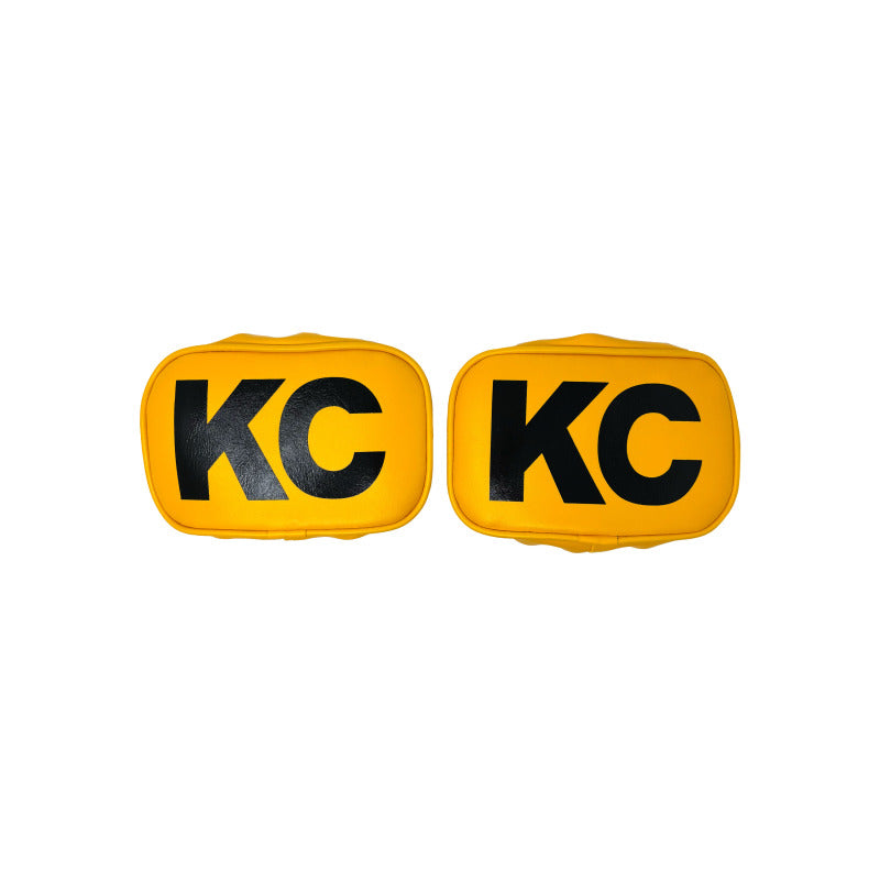 KC HiLiTES Retro 5in x 7in Rectangular Yellow Vinyl Light Cover w/ Black KC Logo (Pair)