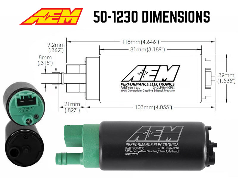 AEM 400 LPH High Flow In-Tank Fuel Pump Kit - Double Barb - Ethanol Compatible — Datasheet
