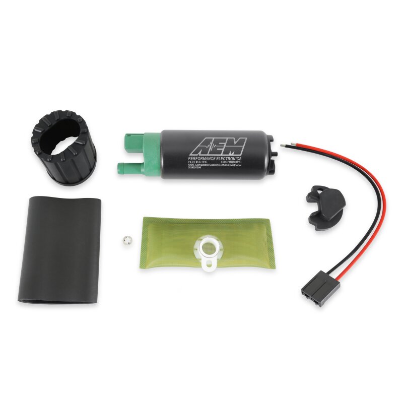 AEM 400 LPH E85 Compatible Fuel Pump Kit - Single Barb - Ethanol Compatible — Photo - out of package