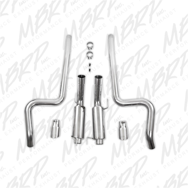 MBRP 05-09 Ford Shelby GT500 / GT Dual Split Rear Race Version, T409 4in Tips Exhaust System