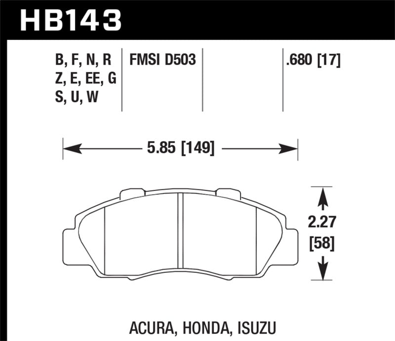 Hawk 1997-1997 Acura CL 3.0 HPS 5.0 Front Brake Pads