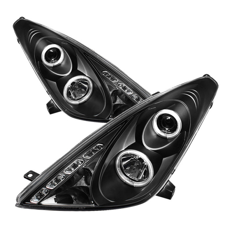 Spyder Toyota Celica 00-05 Projector Headlights LED Halo DRL Blk High H1 Low H1 PRO-YD-TCEL00-LED-BK