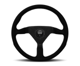 Momo Montecarlo Alcantara Steering Wheel 320 mm - Black/Black Stitch/Black Spokes