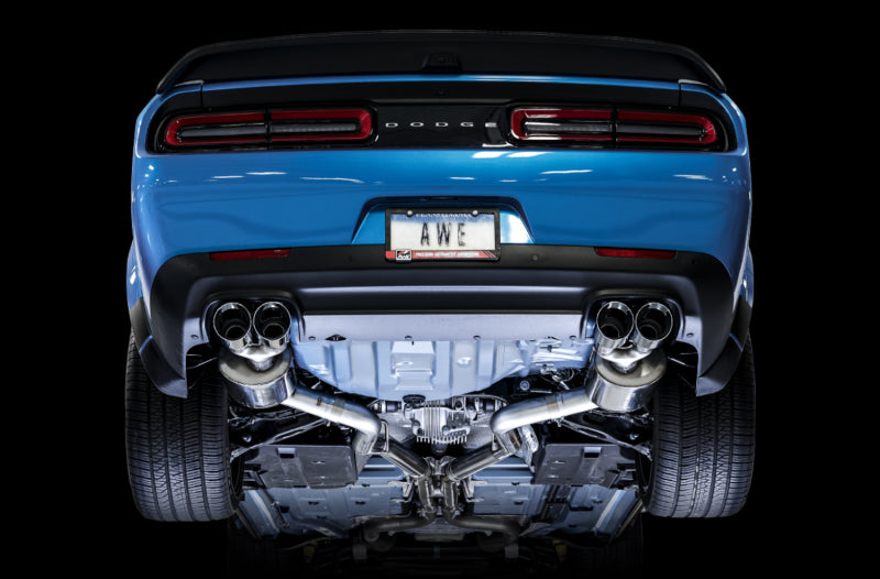 AWE Tuning 2015+ Dodge Challenger 6.4L/6.2L Non-Resonated Touring Edition Exhaust - Quad Silver Tips