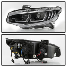 Load image into Gallery viewer, Spyder 16-18 Honda Civic 4Dr w/LED Seq Turn Sig Lights Proj Headlight - Black - PRO-YD-HC16-SEQ-BK