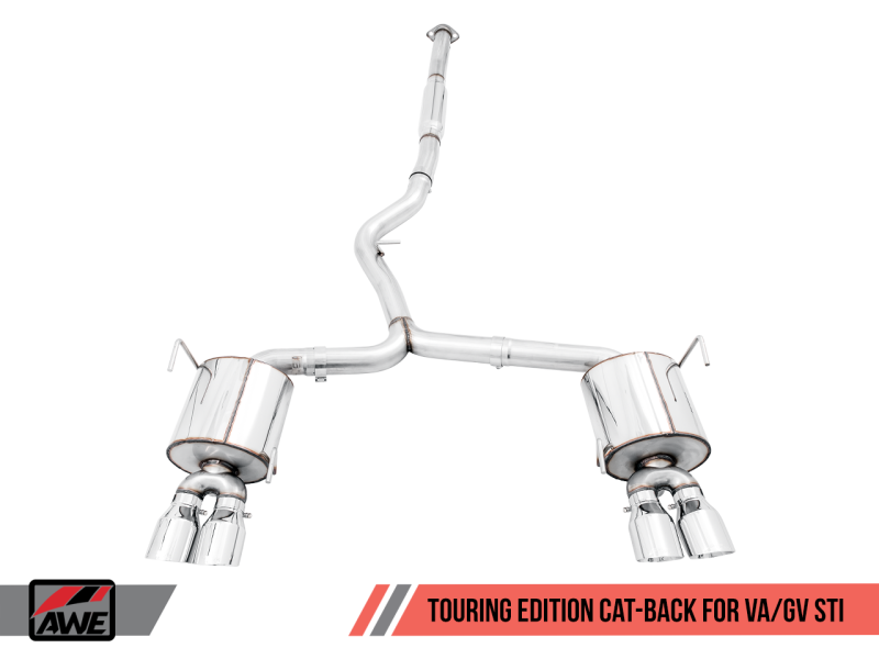 AWE Tuning Subaru STI VA / WRX GV / STI GV Sedan Touring Edition Exhaust - Chrome Silver Tip (102mm)