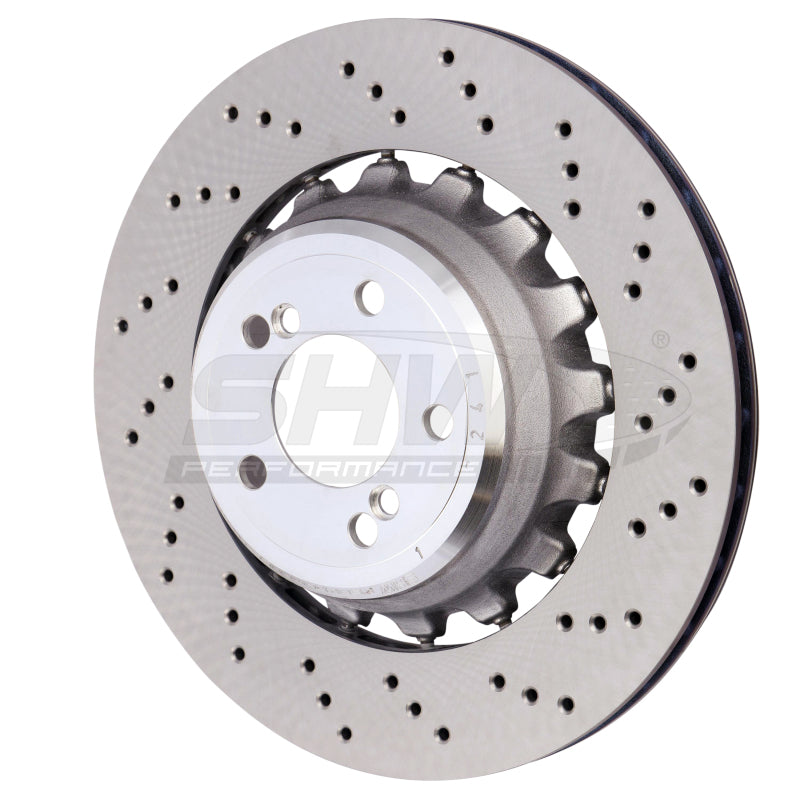 SHW 15-18 BMW X5 M 4.4L Right Rear Cross-Drilled Lightweight Brake Rotor (34212284904)