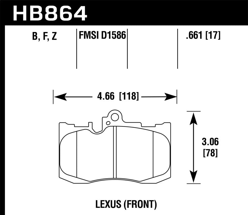 Hawk 13-17 Lexus GS350/GS350 F Sport / 12-17 Lexus IS350 HPS Street Front Brake Pads