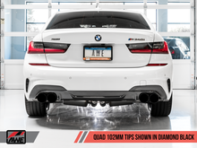 Load image into Gallery viewer, AWE Tuning 2019+ BMW M340i (G20) Non-Resonated Touring Edition Exhaust - Quad Diamond Black Tips