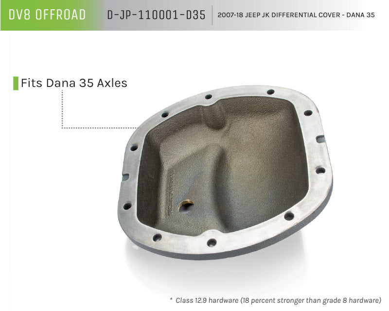 DV8 Offroad HD Dana 35 Diff Cover Cast Iron Gray Powdercoat