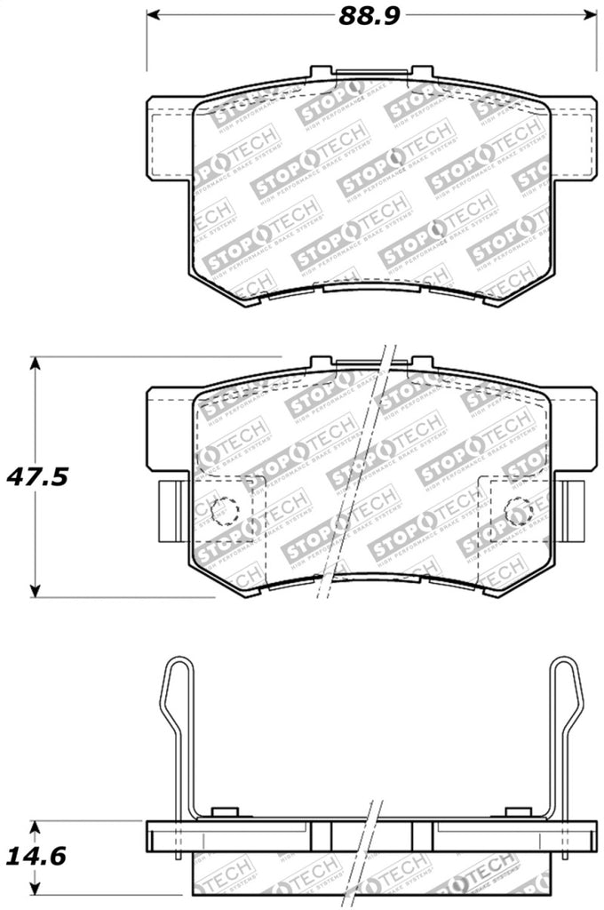 StopTech Performance 08-10 Honda Accord EX/EX-L Coupe / 08-10 LX/LX-P/LX+ Sedan Rear Brake Pads