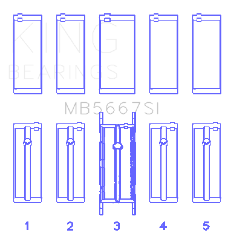 King Mini W10B16A/W11B16A Silicon Bi-Metal Aluminum Main Bearing Set - Size STD