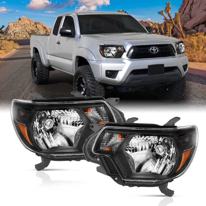 ANZO 2012-2015 Toyota Tacoma Crystal Headlights Black