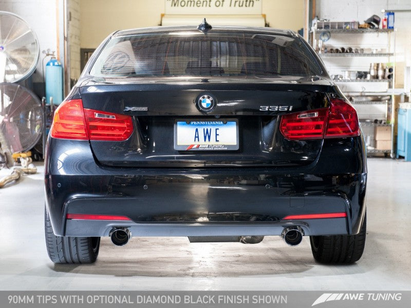 AWE Tuning BMW F3X 335i/435i Touring Edition Axle-Back Exhaust - Diamond Black Tips (90mm)