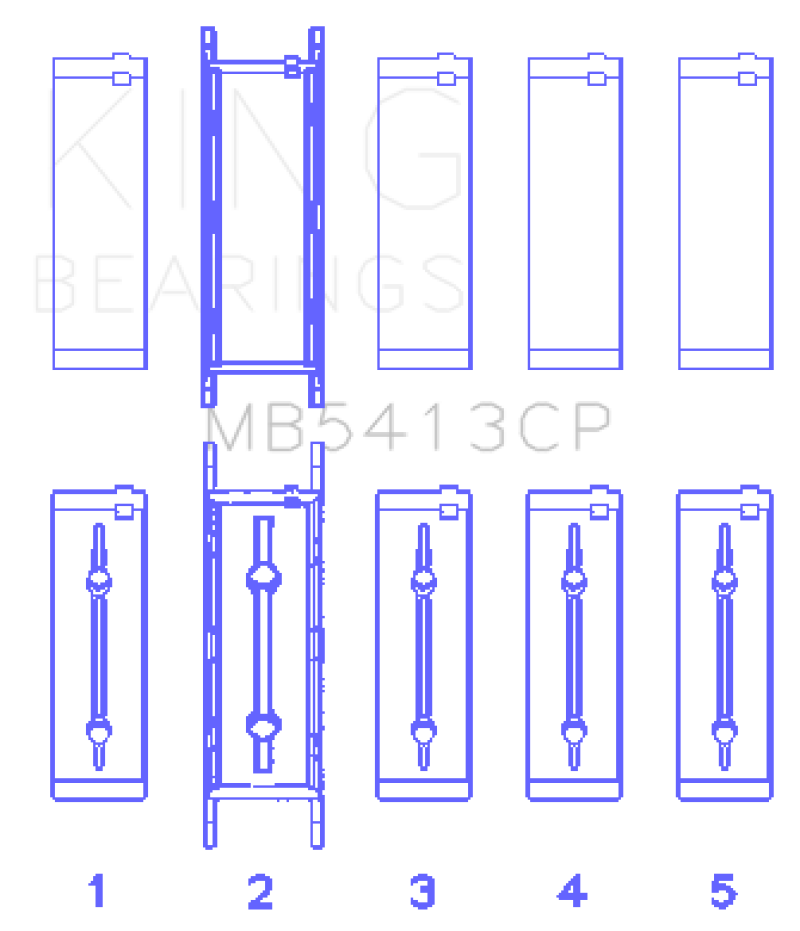 King Opel LNF/LSJ/L42/61/Z22SE Crankshaft Main Bearing Set (Set of 5)