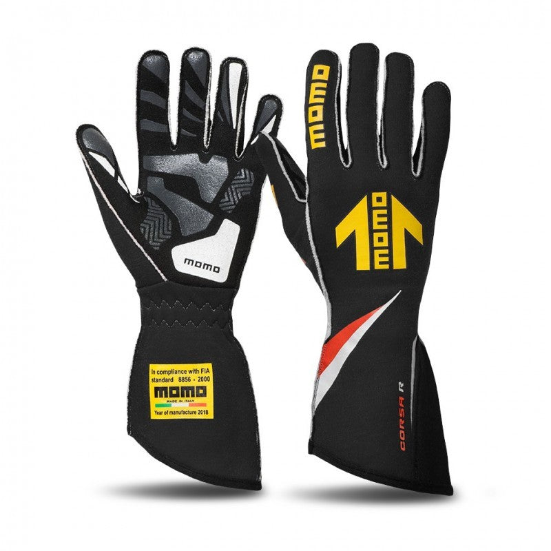 Momo Corsa R Gloves Size 12 (FIA 8856-2000)-Black