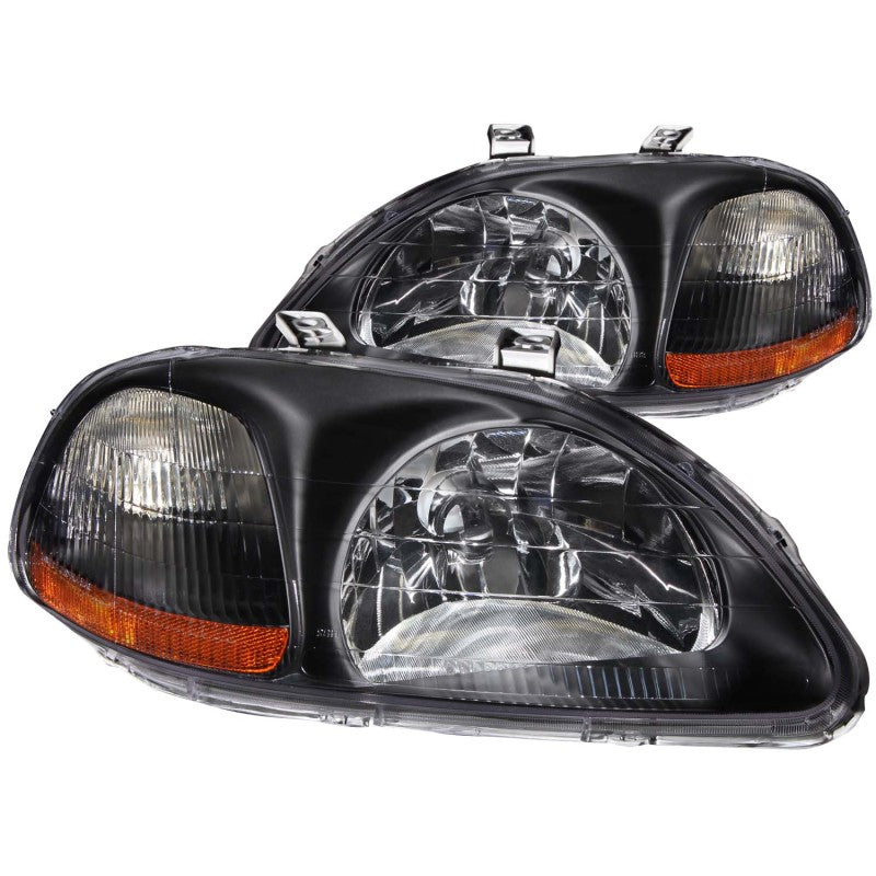 ANZO 1996-1998 Honda Civic Crystal Headlights Black