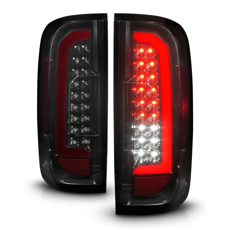 ANZO 15-21 GMC Canyon Full LED Tail Lights w/ Red Lightbar Black Housing Smoke Lens