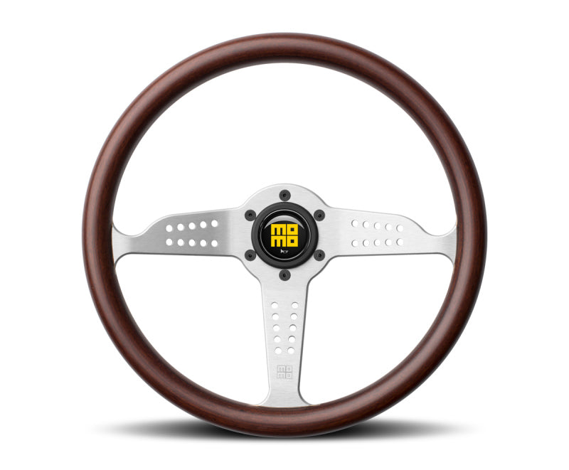 Momo Grand Prix Steering Wheel 350 mm - Mahogany Wood/Brshd Spokes