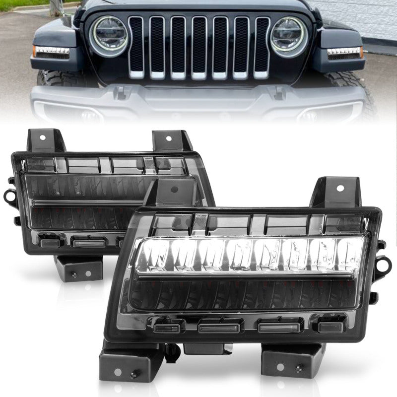 ANZO 2018-2021 Jeep Wrangler LED Side Markers Chrome Housing Smoke Lens w/ Seq. Signal Sport Bulb