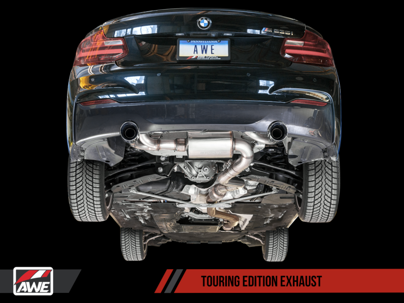 AWE Tuning BMW F22 M235i / M240i Touring Edition Axle-Back Exhaust - Diamond Black Tips (102mm)